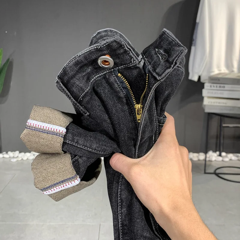 Autumn And Winter New Jeans Men\'S Fashion Casual All Straight Tube Stretch Slim Korean Version Of The Trend Light Luxury Denim