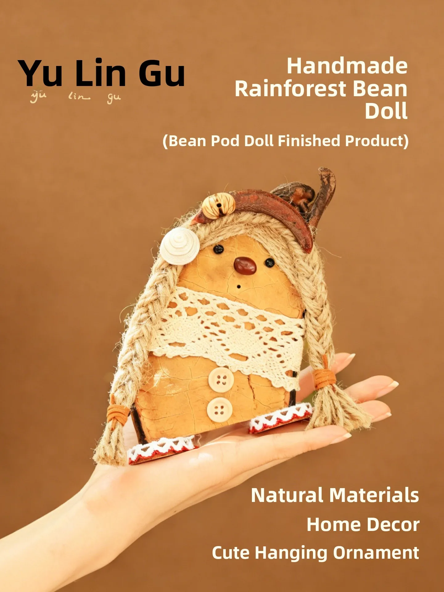 Menshino Handmade Soybean Pod Doll Bag Charm DIY Yunnan Heshui Vine Wall Decor Cute Finished Product Accessories