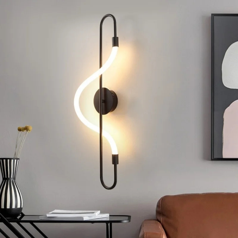 Nordic minimalist note line wall lamp modern bedroom bedside living room dining room hotel indoor decoration lighting fixtures