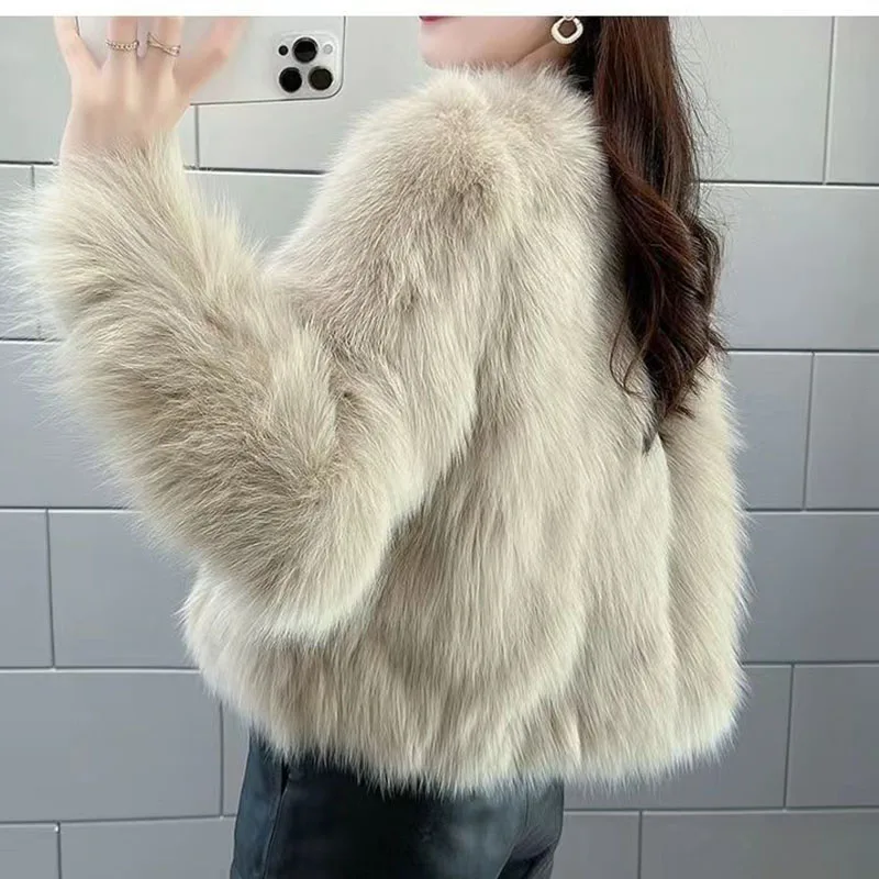 Abrigo pequeño de zorro fragante para mujer, chaqueta femenina cálida y versátil, Tops cortos de piel, prendas de vestir exteriores para mujer, nueva ropa de algodón, prendas de vestir gruesas