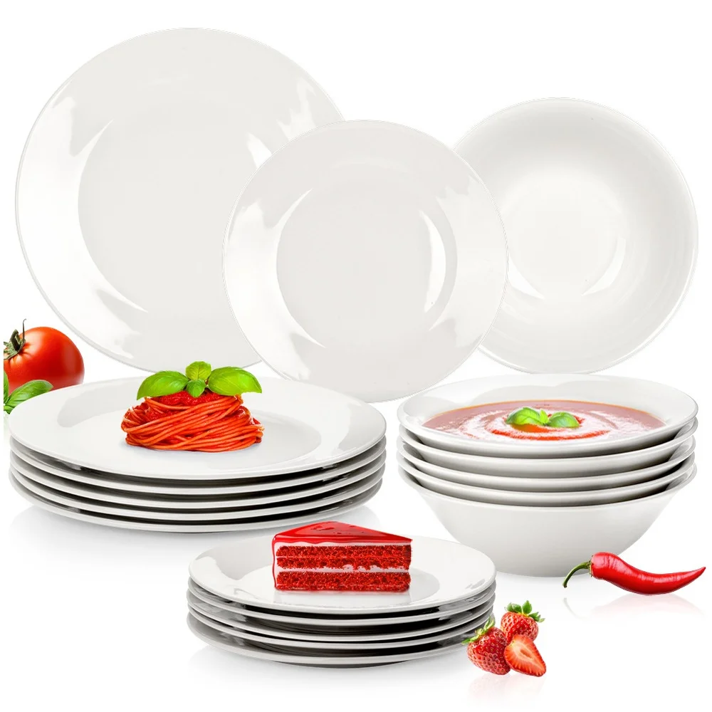 Dinerservies porselein wit 18 El.