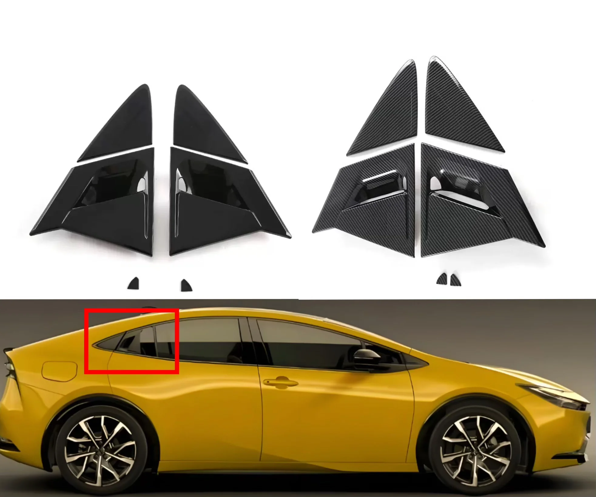 

Fit For Toyota Prius 60 Series 2023 2024 2025 Car Rear Louver Window Side Shutter Cover Trim Sticker Vent Scoop ABS Carbon Fiber
