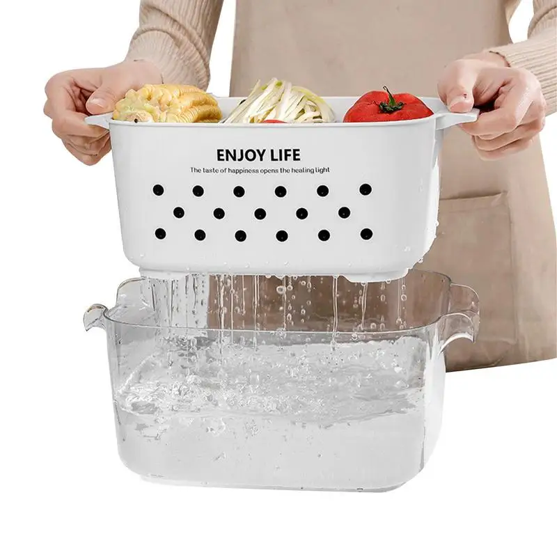 

Fruit Wash Basket 2-in-1 Fruit Strainer Bowl Colander Bowl Combo Stackable Fruit Washing Bowl And Strainer Kitchen Fruit Basket