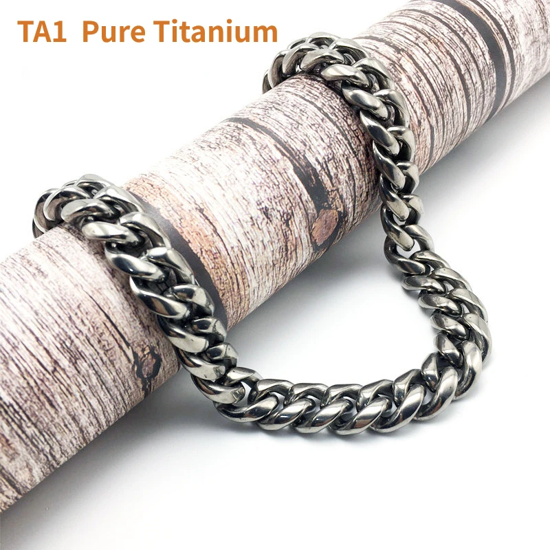 New 14mm Pure Titanium Cuban Link Chain Necklace Thickened Encrypted Twisted Hip Hop Titanium Non-Tarnishing Bracelets Necklaces