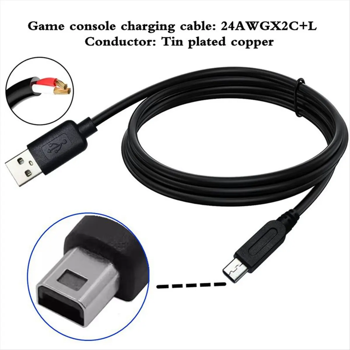 Punctual- USB Charging Cables for Nintendo New 3DS XL/New 3DS/3DS XL/3DS/New 2DS XL/New 2DS Controller Game Accessories