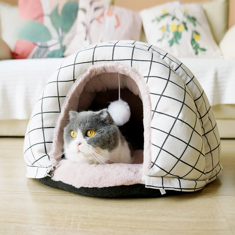 

Winter Thickened Cat Bed with Removable Cover, Warm and Comfortable Space Capsule Shell for Cats Dogs and Rabbits