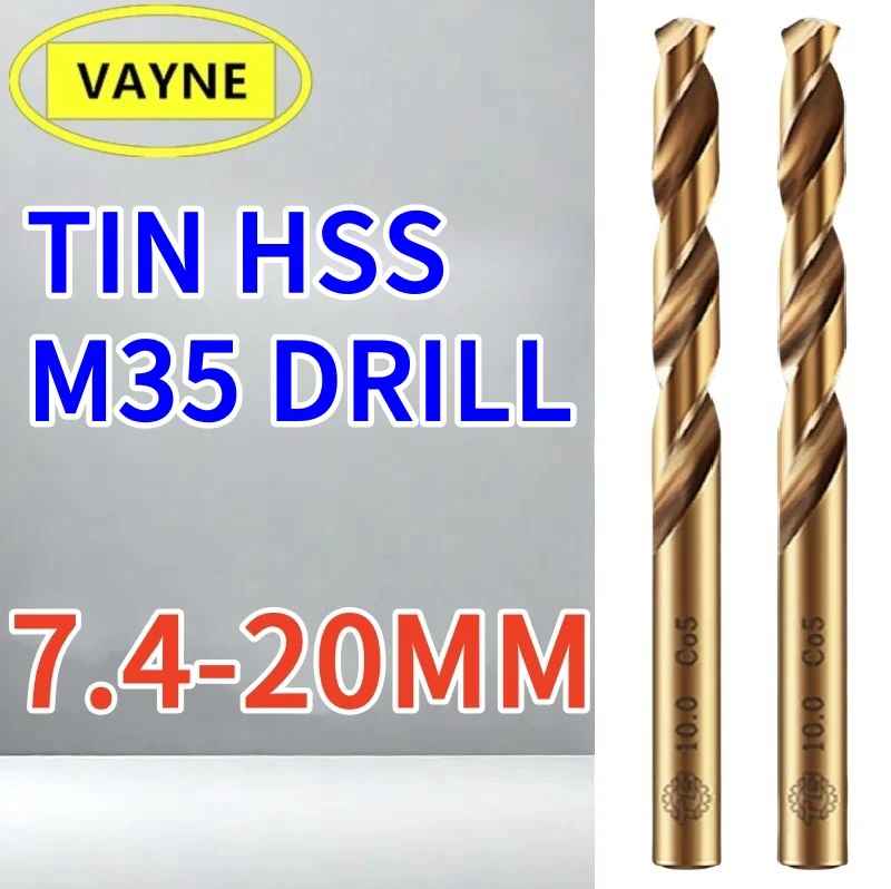 

1PCS TIN HSS M35 Twist Drill Bit Contains Cobalt Stainless Steel Special Drill Bit Perforated Steel Superhard 7.4-20mm