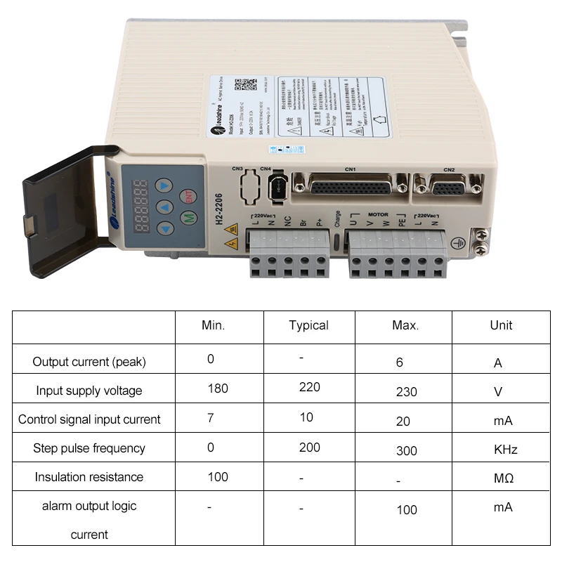 Leadshine Three-Phase Hybrid Servo Motor Driver H2-2206 Voltage 0-220VAC Input 6.0A+Nema34 Stepper Motor 8N.M For CNC Router