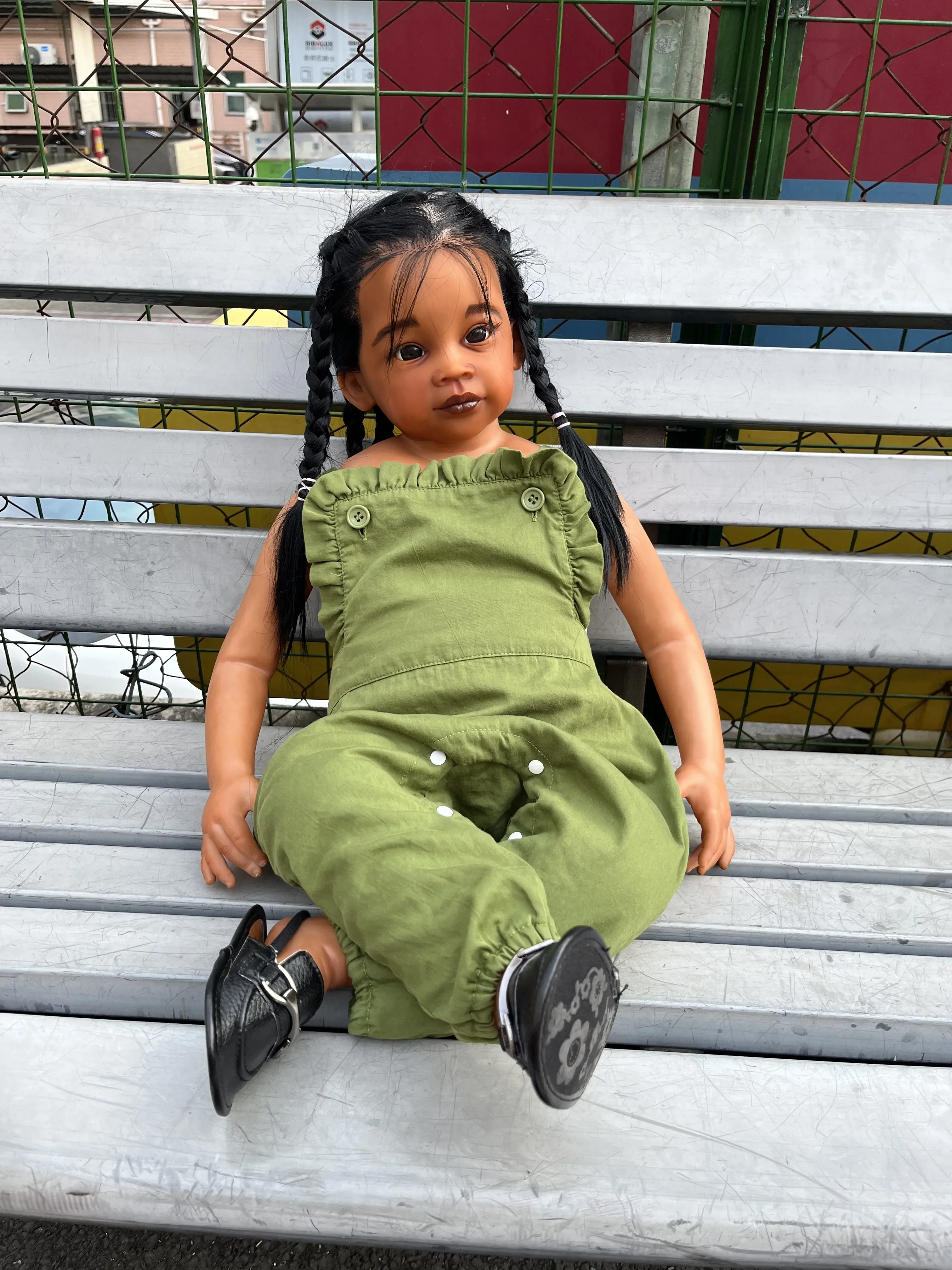 SINO-BB Customizable 32inch Reborn Baby Meili Dark Skin Already Finished Doll With Hand-Rooted Hair Huge African Girl