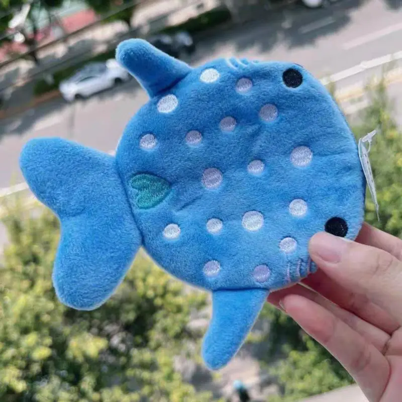 Cute Plush Fish Coin Purse Shark Money Card Key Earphone Soft Coin Wallet For Small Things Pouch Zipper Bag Earphone Bag