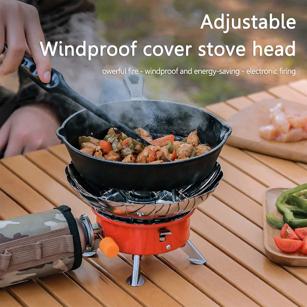 Portable Windproof Stove Folding Ultralight Picnic Cooker Camping Wind Proof Gas Stove Outdoor Fire Stove for Travel Camping