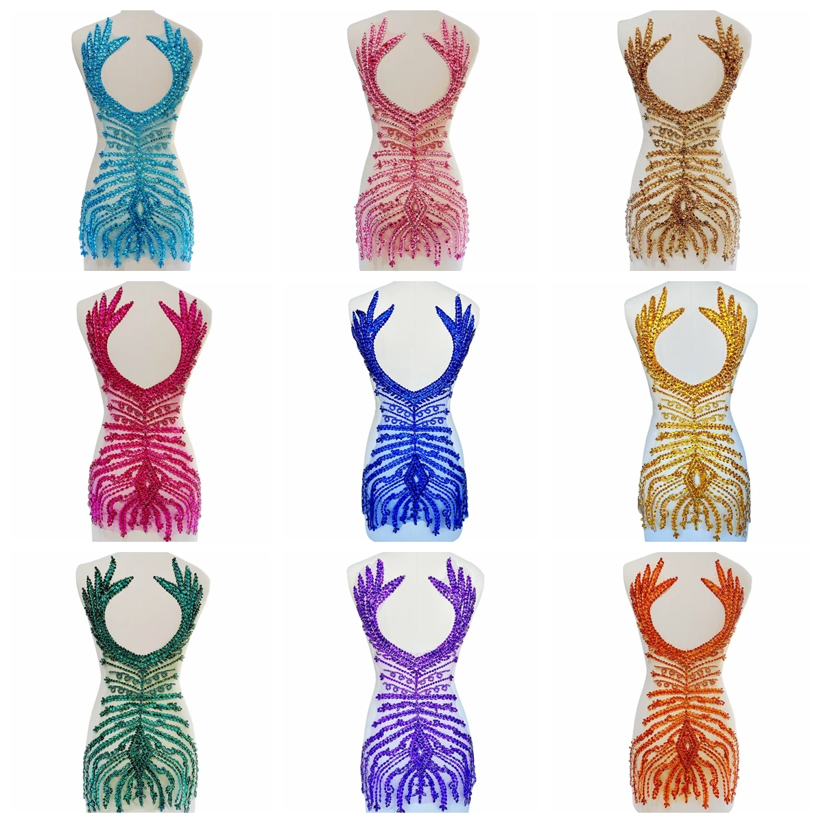 15 Colors Evening Dress Rhinestone Material Big Hard Beaded Crystal Back Accessories Profiling On Tulle Wedding Fabric