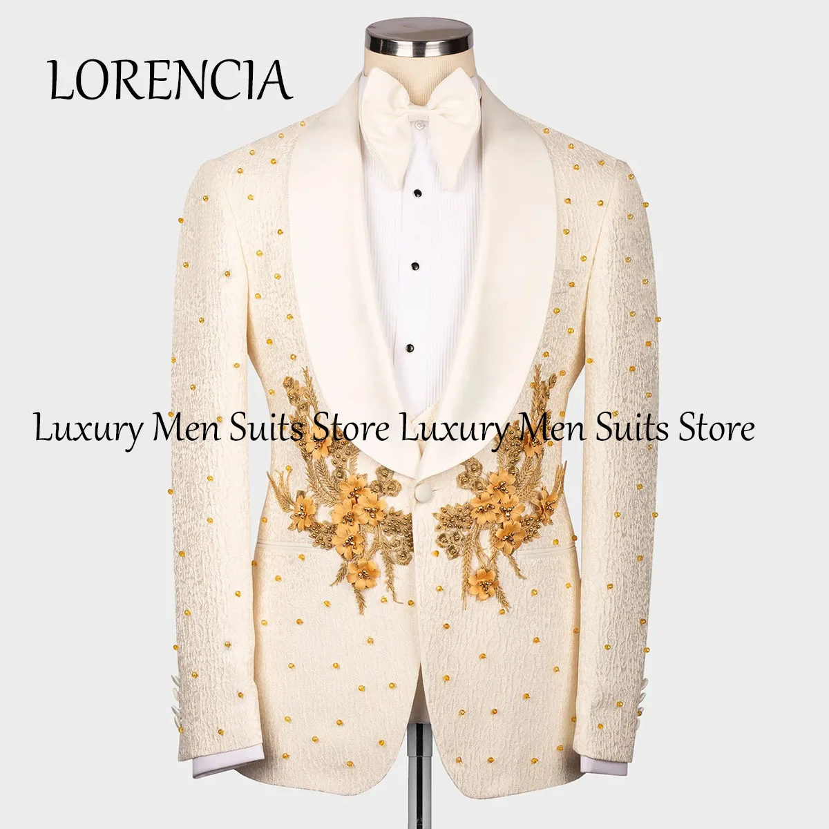 Customized Jewelry Ornament Tuxedos Men Suits 2 Pieces Velvet Wedding Groom Dinner Party Male Prom Blazers Ternos Completo