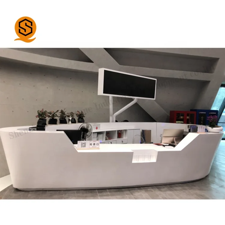 Contemporary Information Front Reception Desk Ideas White Corians Round Hotel Lobby Reception Desk