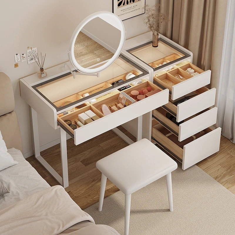 dressing table with light mirror vanity stool Drawer for clothes makeup  toiletries vanity table Hairstyles bedroom furniture - AliExpress 1503