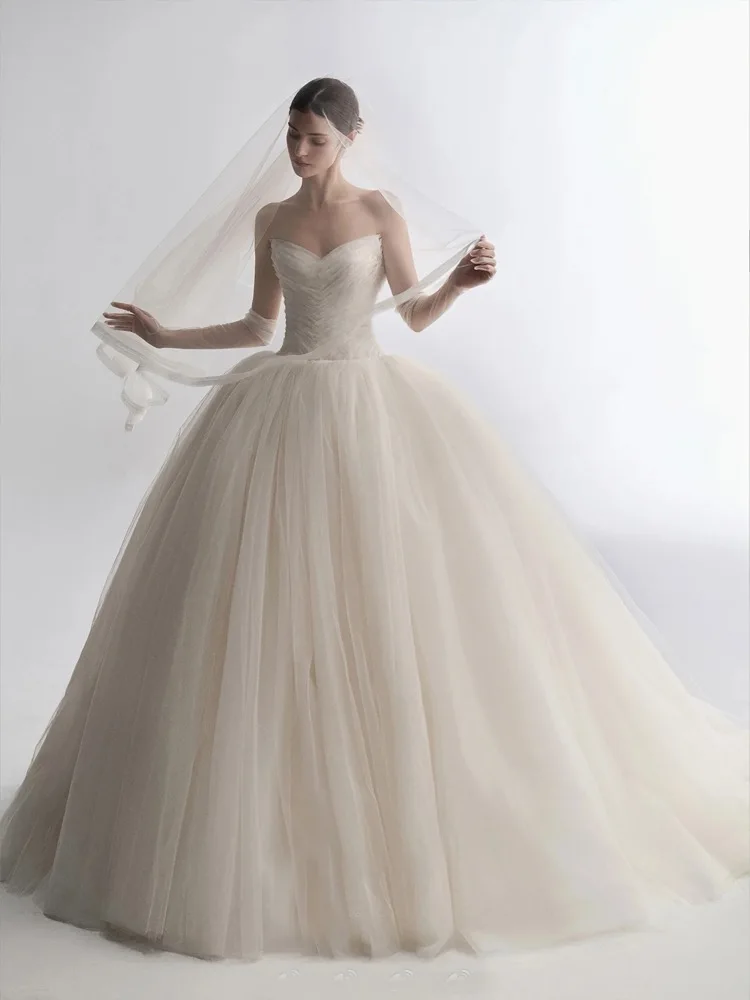 Luxurious Sweetheart Tulle Wedding Dresses Volume Layers Tulle Skirts A Line Princess Bridal Gowns Custom Made Evening dresses