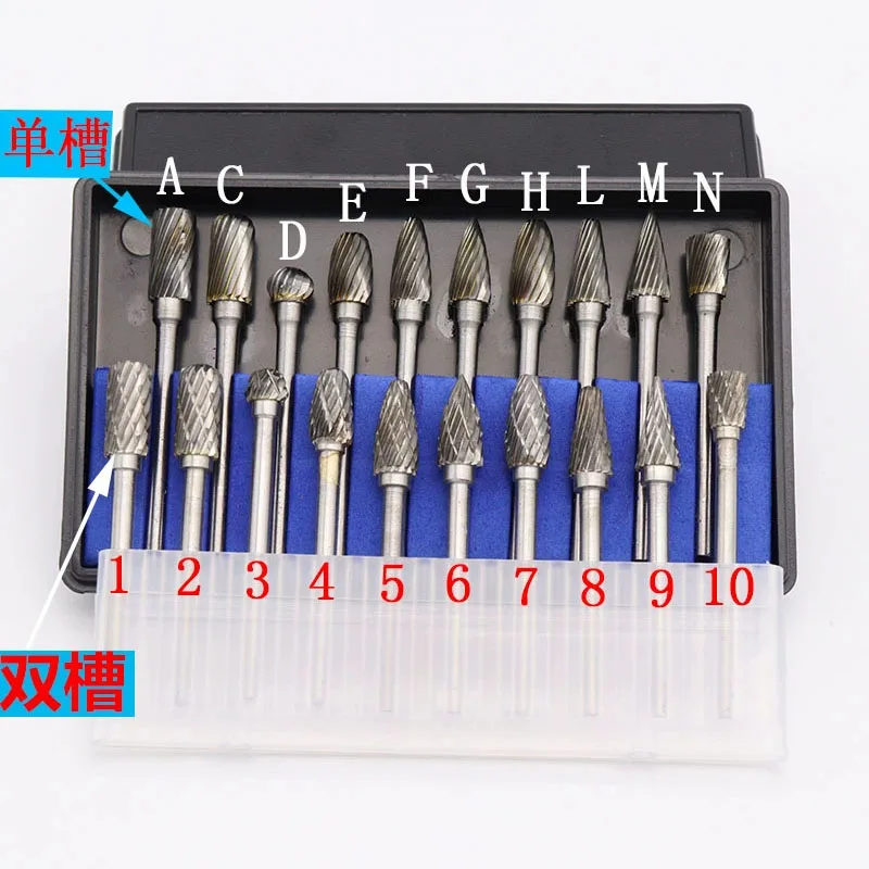 1-10Pcs Carbide Burr Set,Hard Alloy Tungsten Steel Double/Single Cut Rotary File Milling Cutter Head,Woodworking Grinding Carvin