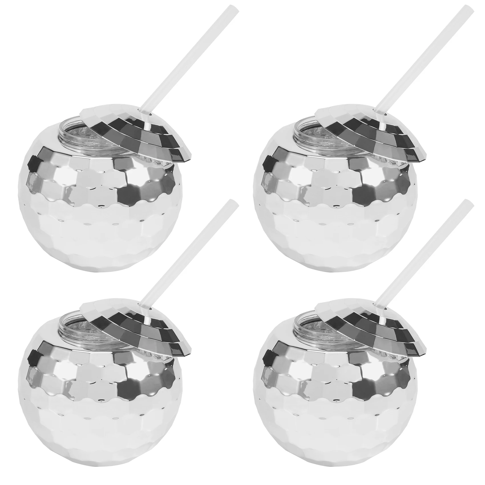 Set of 4 Disco Ball Cup Glitter Flash Ball Cocktail Cup Tea Bottle Party Supplies Unique for Party Drinking Beverage C