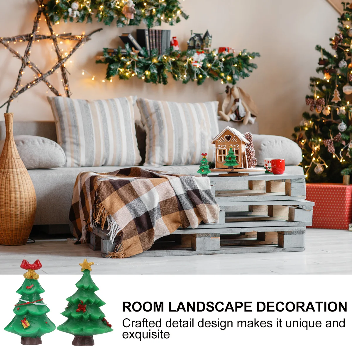 

10Pcs Mini Christmas Tree Ornaments Resin Crafted Detail Design Rustic Decor Christmas Tree Ornament Rustic Miniature Decor