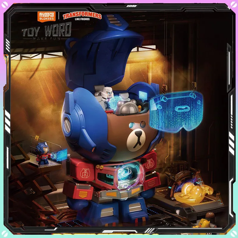 

New Blokees Optimus Prime Brown Bear Co-branded Figures Mokoo Series Toys 25cm Kawaii Collectible Toy Model Custom Birthday Gift