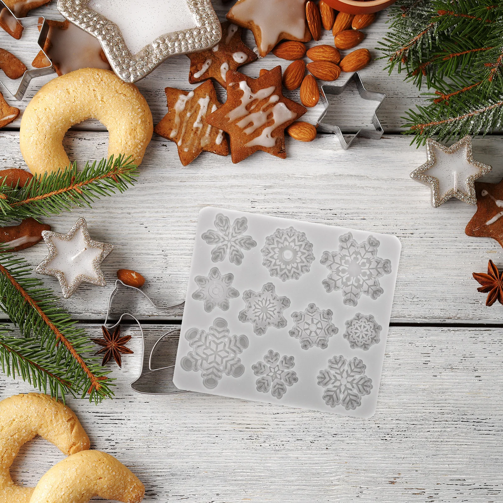 

Christmas Snowflake Silicone Baking Molds Cake Tray Non-Stick Heat Resistant Flexible Food Grade Diy Desserts Silicone