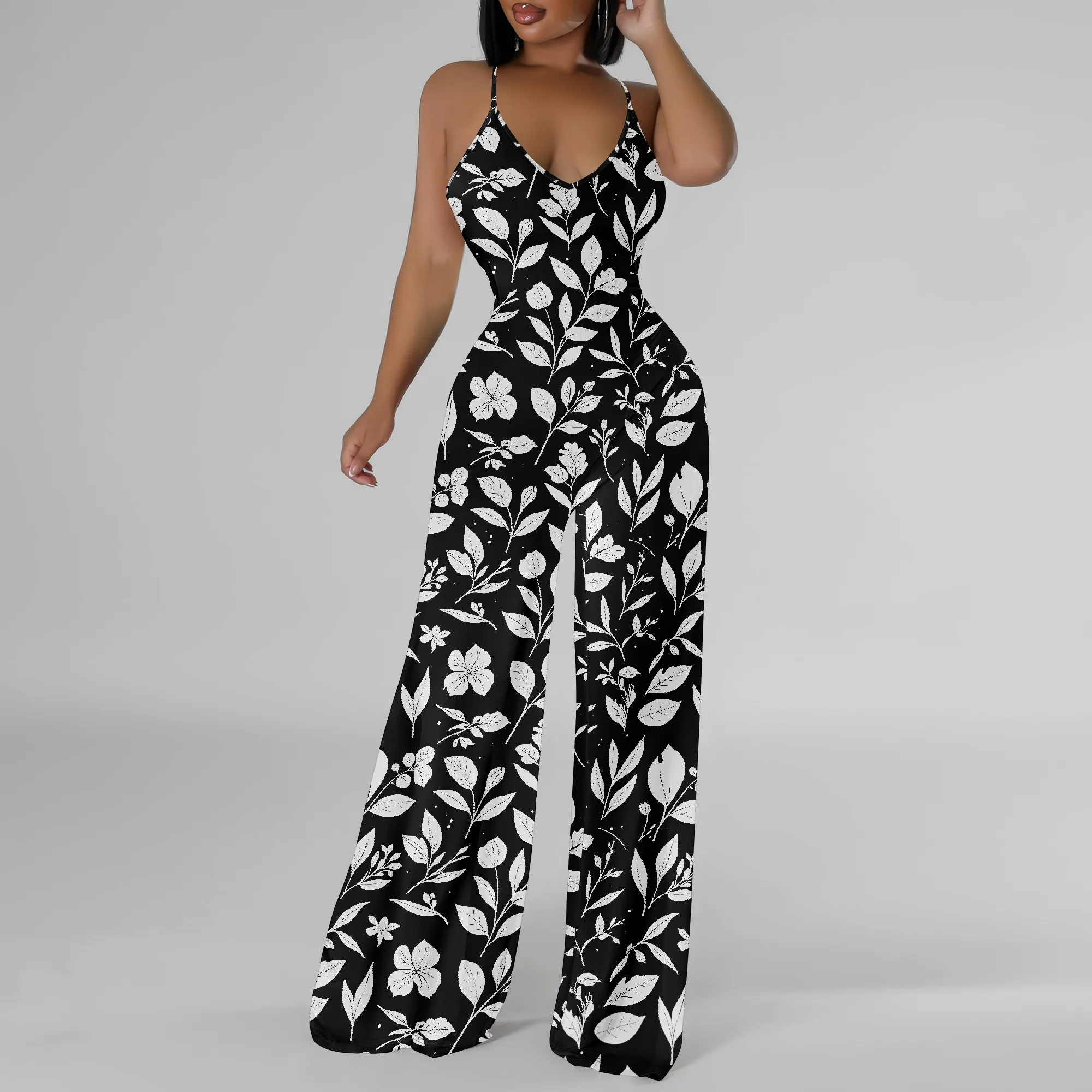 Dames zomer casual overalls losse wijde pijpen jumpsuits Boho bloemen bedrukte baggy rompertjes