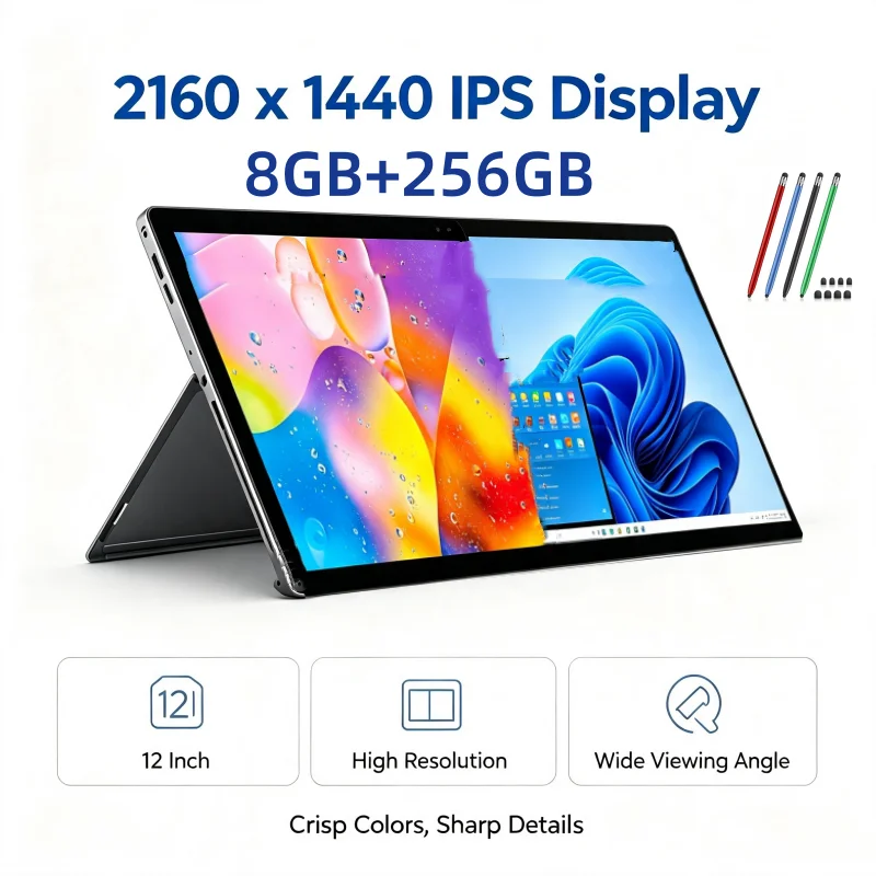 12 INCH Ubook 8GB RAM 256GB ROM 64 Bit WINDOWS 11 Tablet PC Intel Celeron N4120 CPU Quad Core WIFI 2160 x 1440 IPS Screen