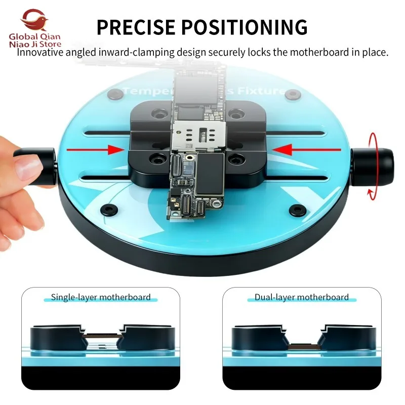 H‑605 Circular PCB Fixture, 360‑Degree Rotatable Mainboard Holder for CPU IC Chip Repair Fixture