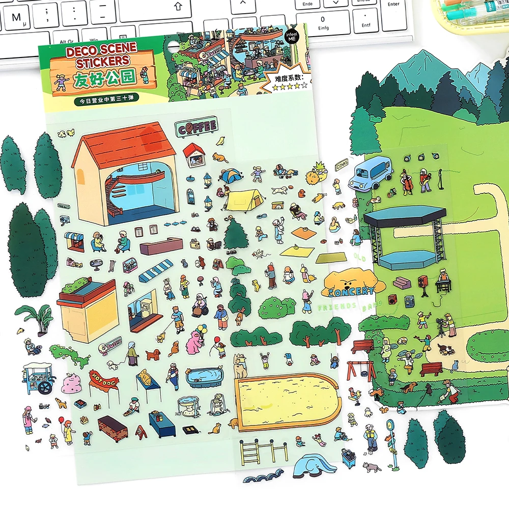สติกเกอร์ตกแต่ง 3 มิติ ลายการ์ตูน 3 ชิ้น ฉากจำลองขนาดเล็ก ธีมกระท่อม DIY สำหรับตกแต่งสมุดบันทึก น่ารัก อุปกรณ์เครื่องเขียนสำหรับงานประดิษฐ์สร้างสรรค์