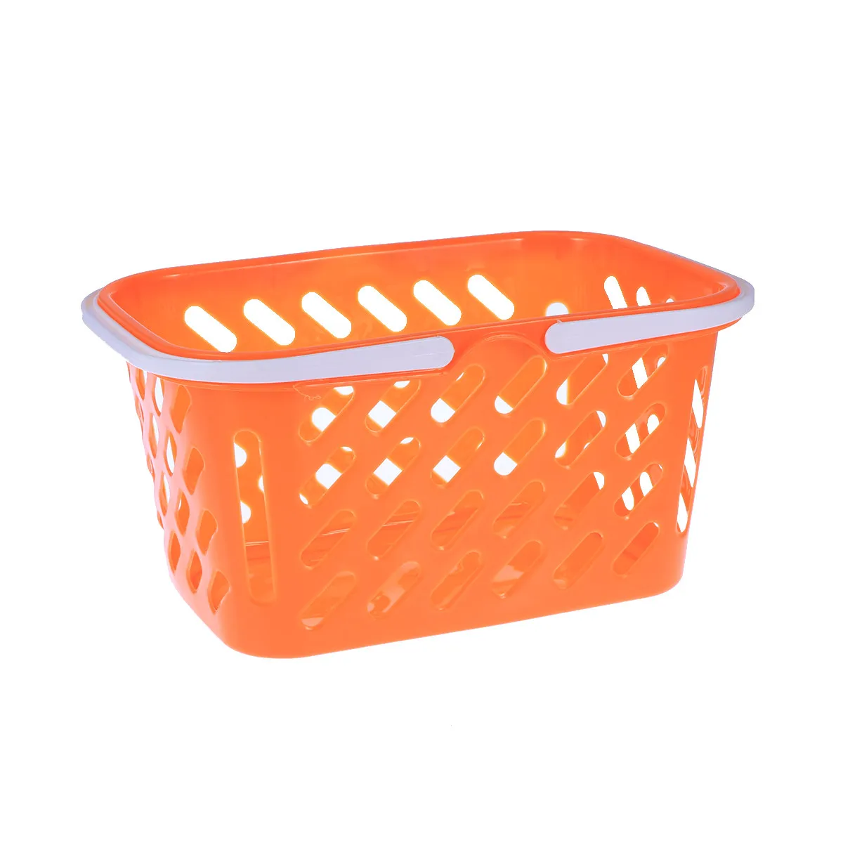 

Прочная пластиковая корзина для продуктов с удобной ручкой, идеально подходит для душа, общих ванных комнат, организации домашнего хранения, оранжевая