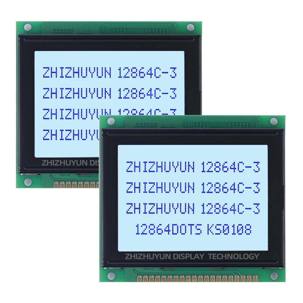 شاشة LCD 12864c3 وحدة تحكم ، Ks0108 ، ضوء أخضر زمردي ، أحرف سوداء ، وحدة LCM ، بضائع موضعية