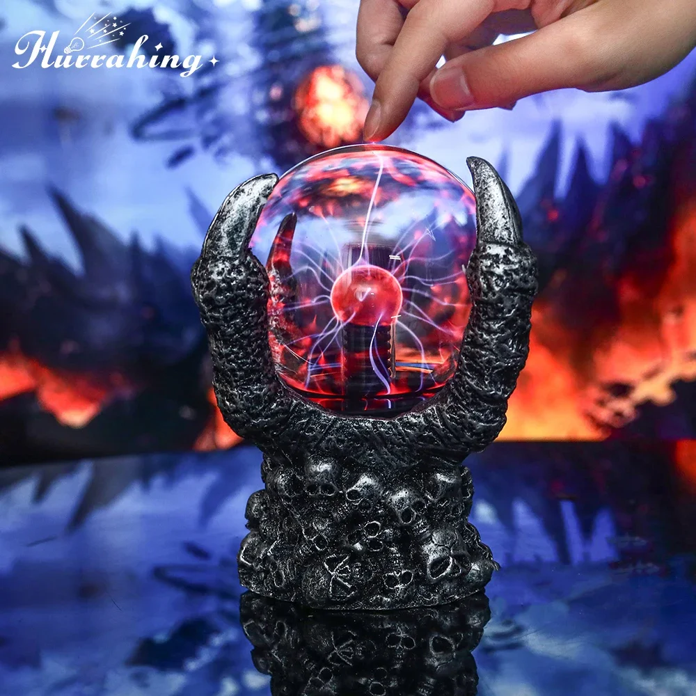 Hurrahing Four-Finger Ball-Holding Plasma Lamp 4-Inch Atmospheric Night Light Desktop Decor Halloween Gift Sale