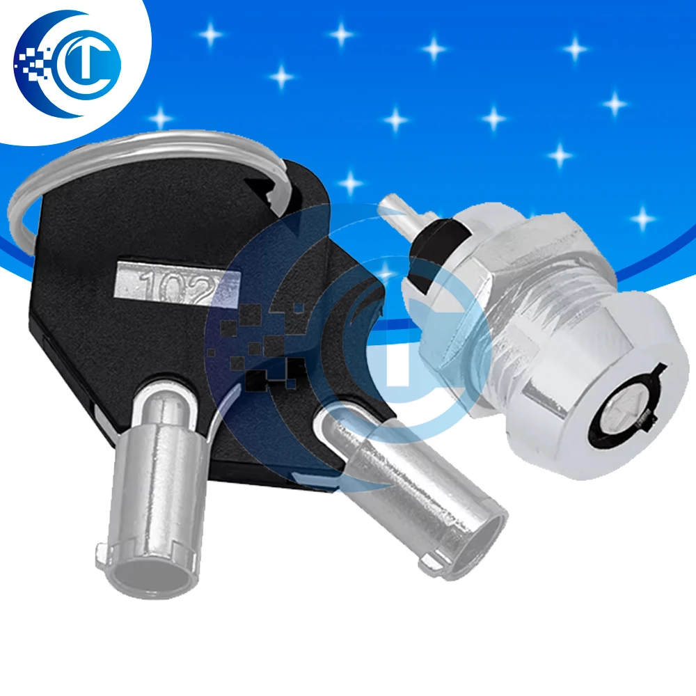 S1201 12mm Stainless Steel Double-Side Pull Lock Switch, 0.5A 250V AC Power Switch with 2 Keys