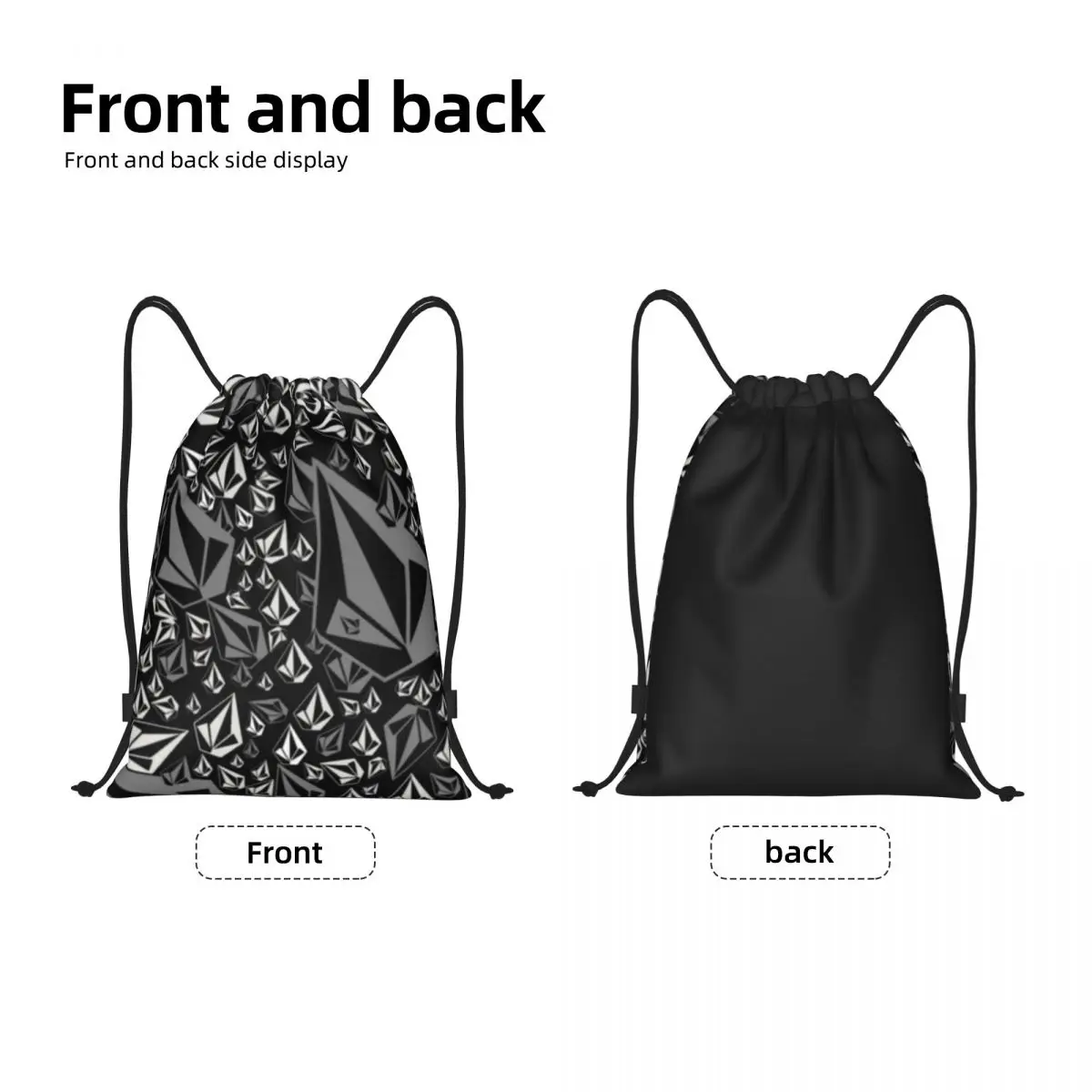 Custom Volcoms Surfboard Stone Pattern Drawstring Bags para Mulheres e Homens, Compras Yoga Mochilas, Sports Gym Sackpack