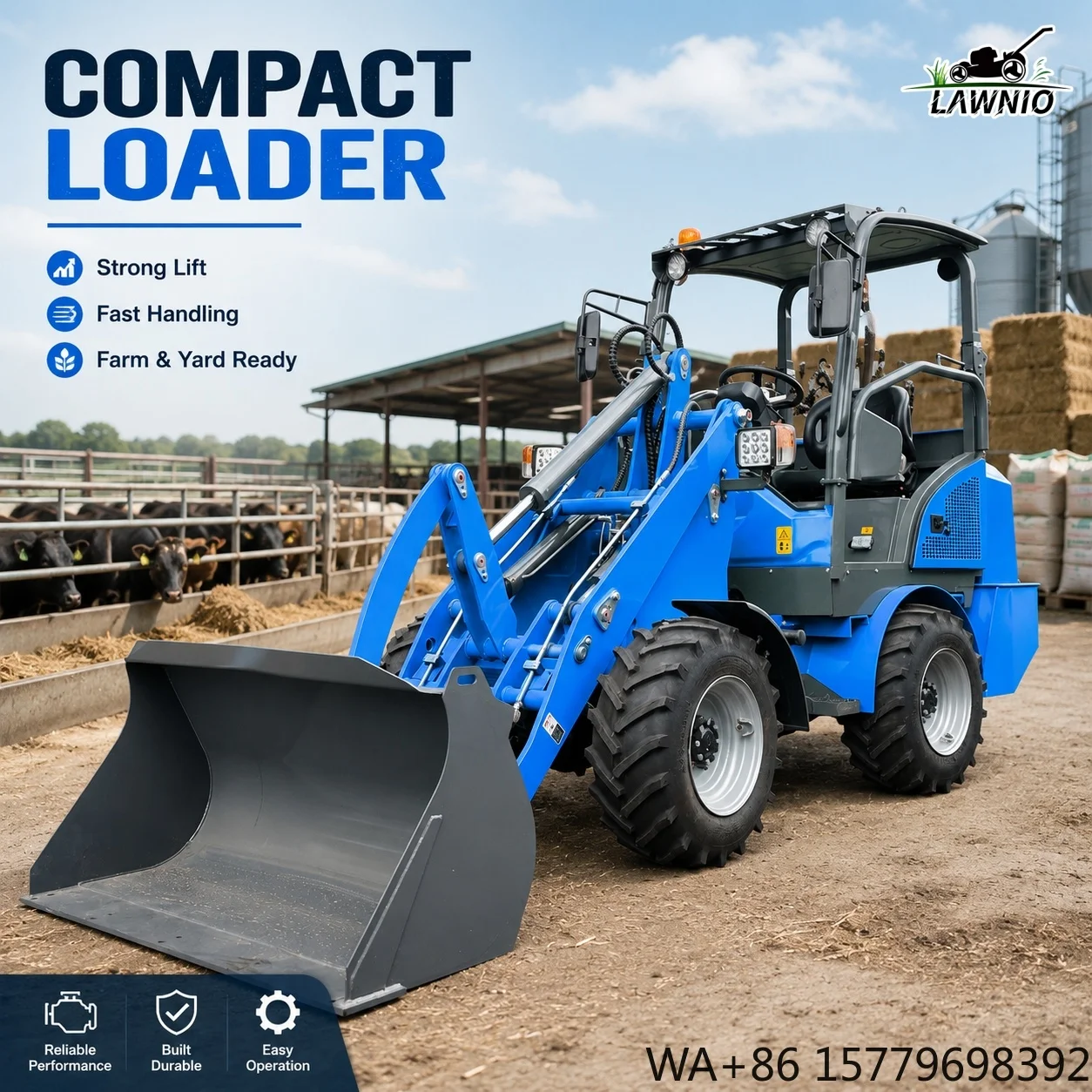 Short Delivery Time Wheel Loader 0.45m3 Bucket Capacity  Suitable for Narrow Spaces Greenhouse Use Electric Loader