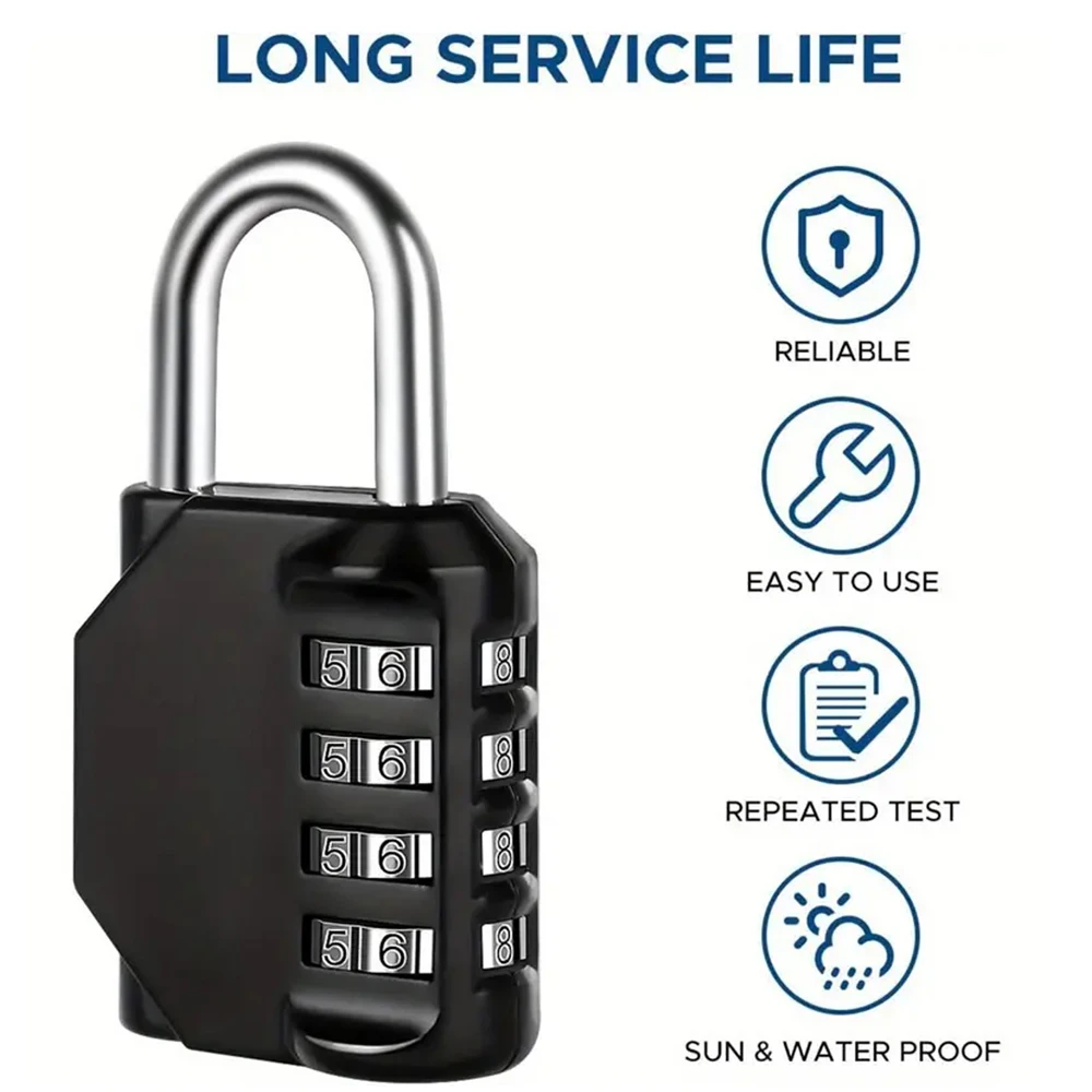 1pc 4 Digit Combination Padlock Waterproof Outdoor Lock For Door Suitcase Bag Package Cabinet Locker Window