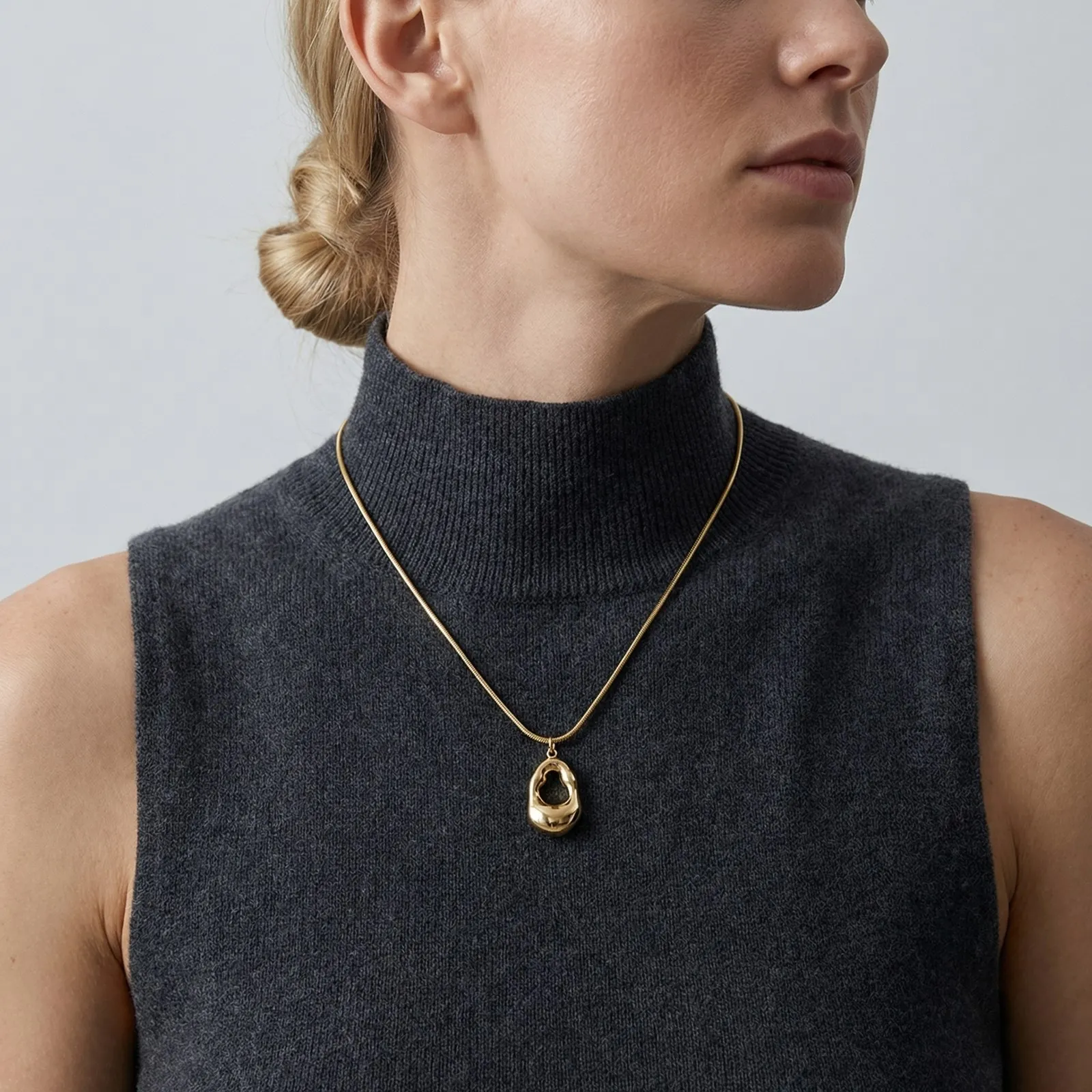 

Stainless Steel Irregular Hollow Water Drop Necklace, 48cm/53cm Adjustable Chain, Minimalist Women's Fashion Jewelry