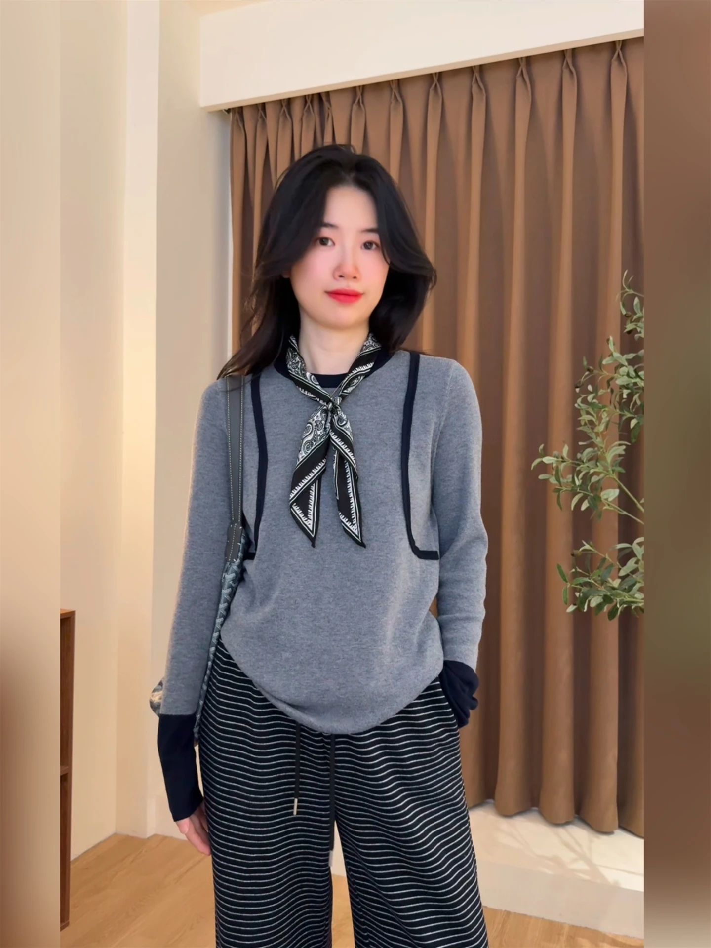 

Color Blo Knitted Sweater round Ne Pullover Base Layer Top for Women Autumn Season Long Sve Conal Sle