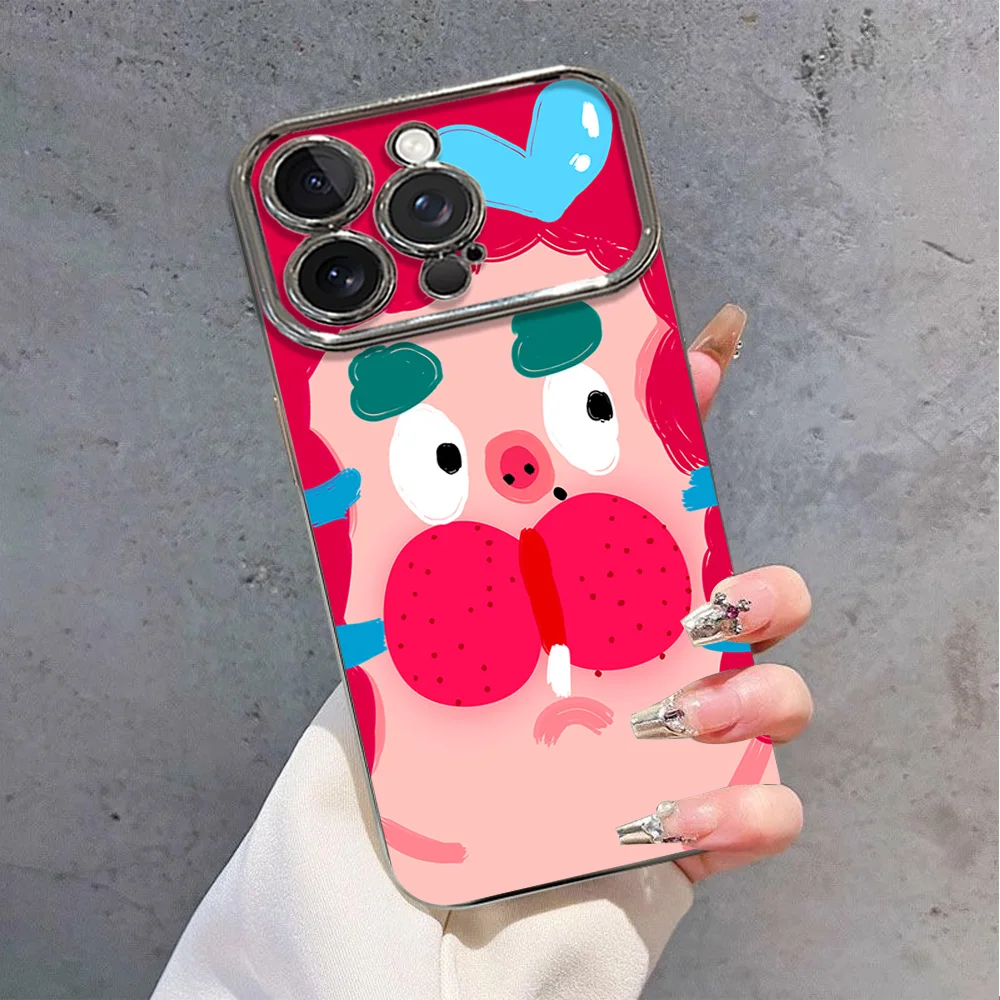 Funny Snot Girl Love Heart Art Painting Electric Ferry Large Window Phone Case for IPhone 12 11 13 14 15 16 Max Pro Plus Shell