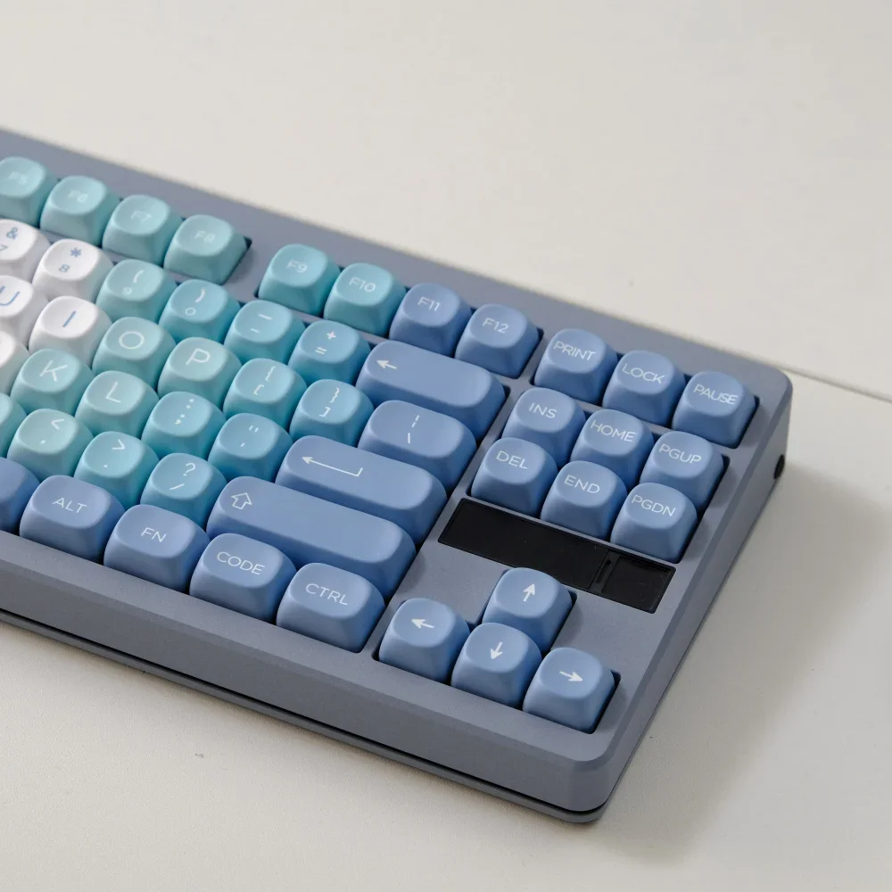 132 Keys/set Snowball Keycap XOA MOA Profile Dye Sub PBT Keycaps Blue White For 61 68 75 84 87 96 98 104 108