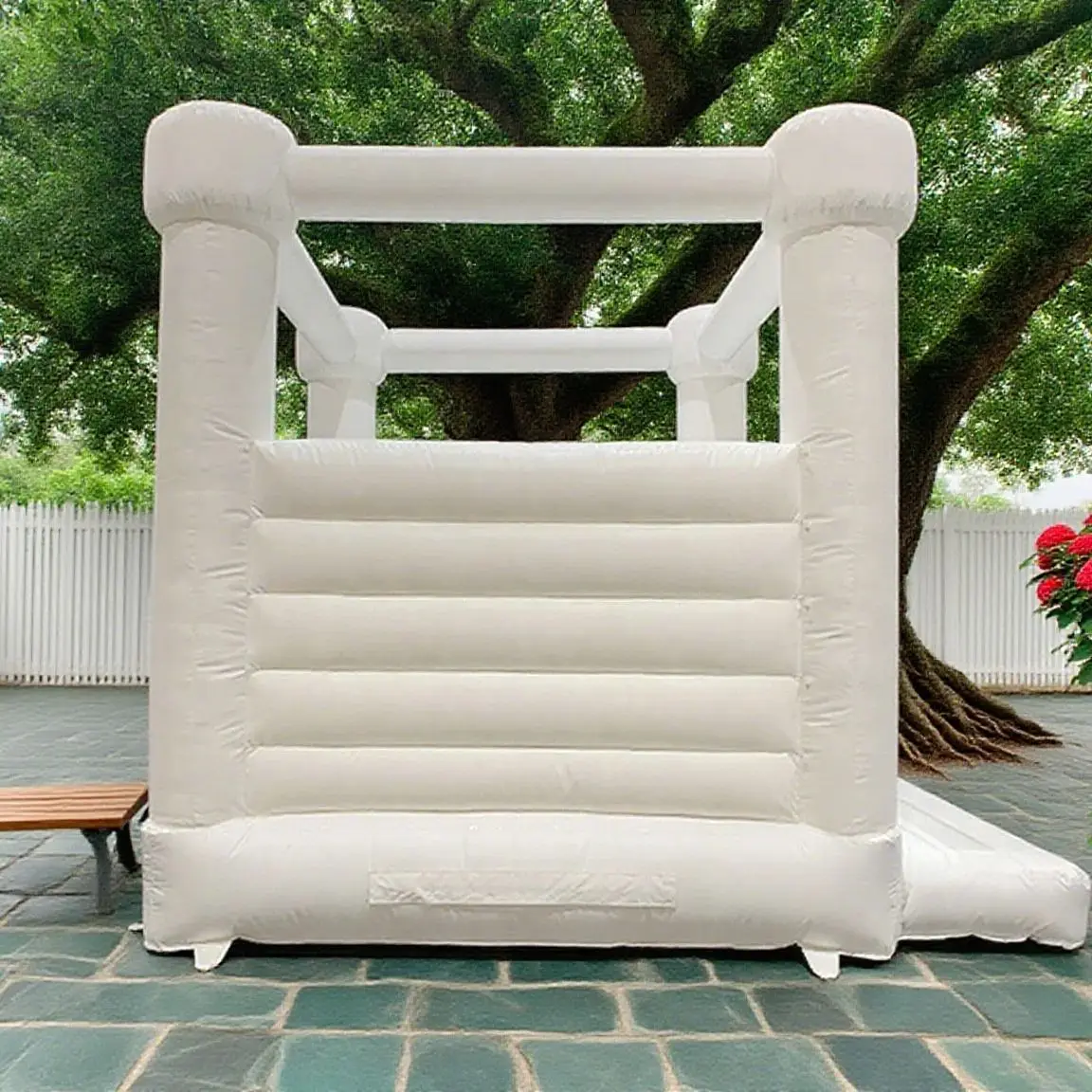 Castello con ponticello in PVC 100% White Bounce House per la festa di compleanno, la casa di rimbalzo di grado di matrimonio con ventilatore