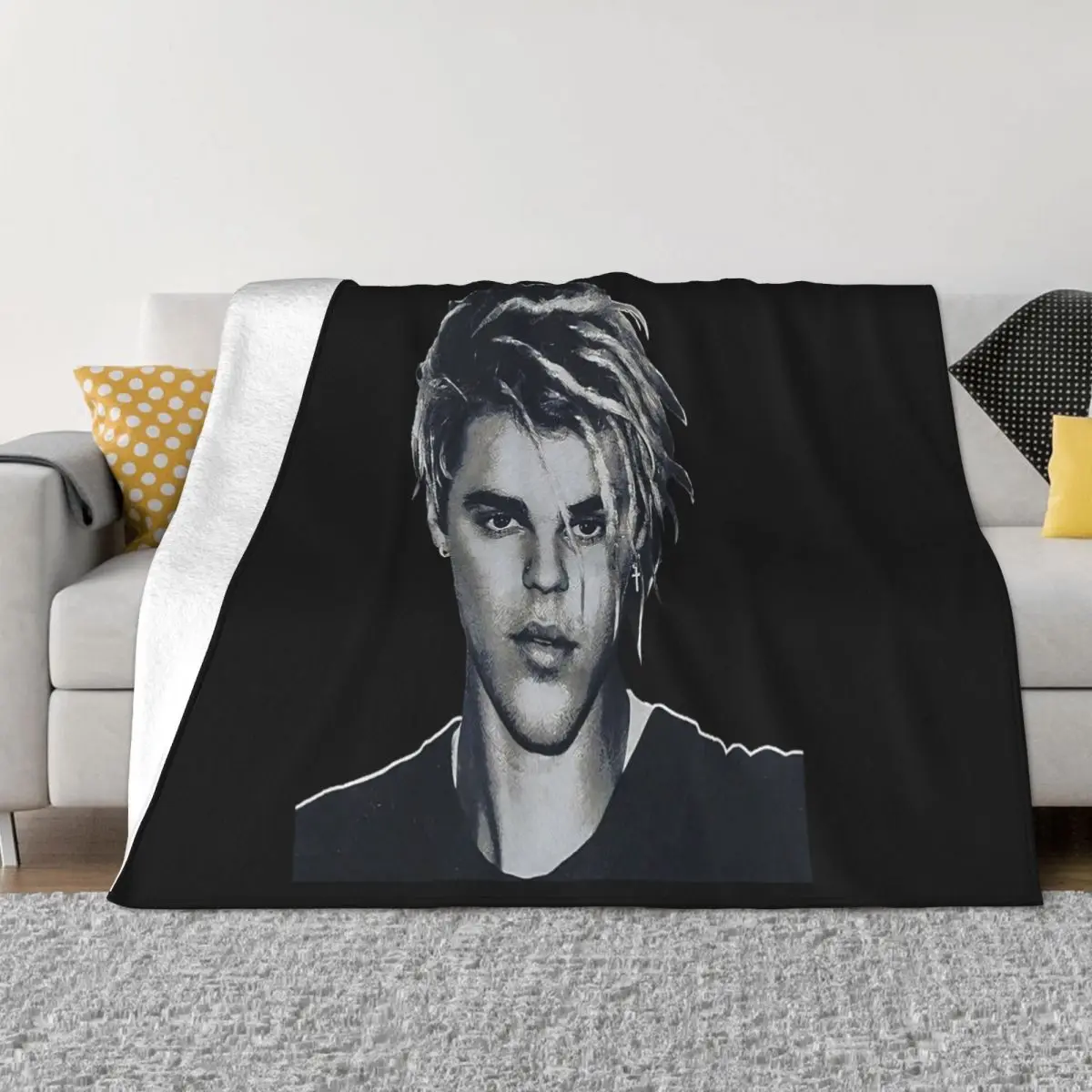 Justin Bieber World Tour Merchandise Ss Black T Beliebers Women Female Cheap Sale Throw Blanket