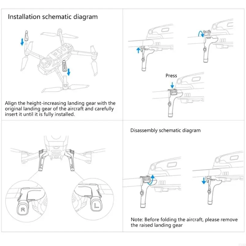 2025 جديد سهلة التثبيت ممتد قوس ترس للهبوط لمدة 2 Zoom/2p UAV 3cm Lift
