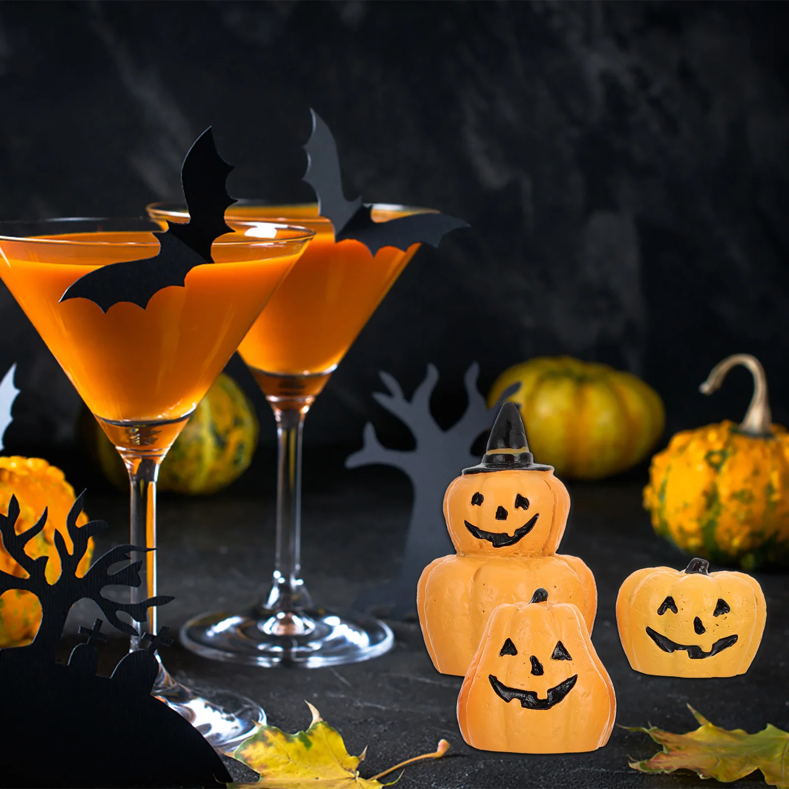 

3Pcs Halloween Pumpkin Decorations Resin Sturdy Micro Landscape Desktop Ornaments Supplies
