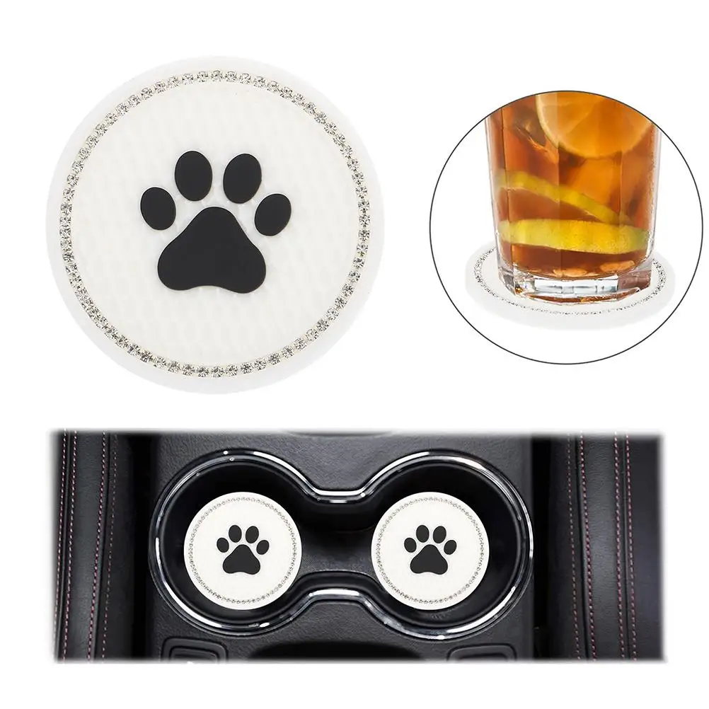 

Cat Coaster Cup Holder White PVC Durable Heat Resistant Anti Skid Bling Car Accessories Protect Watermarks Elegant Look