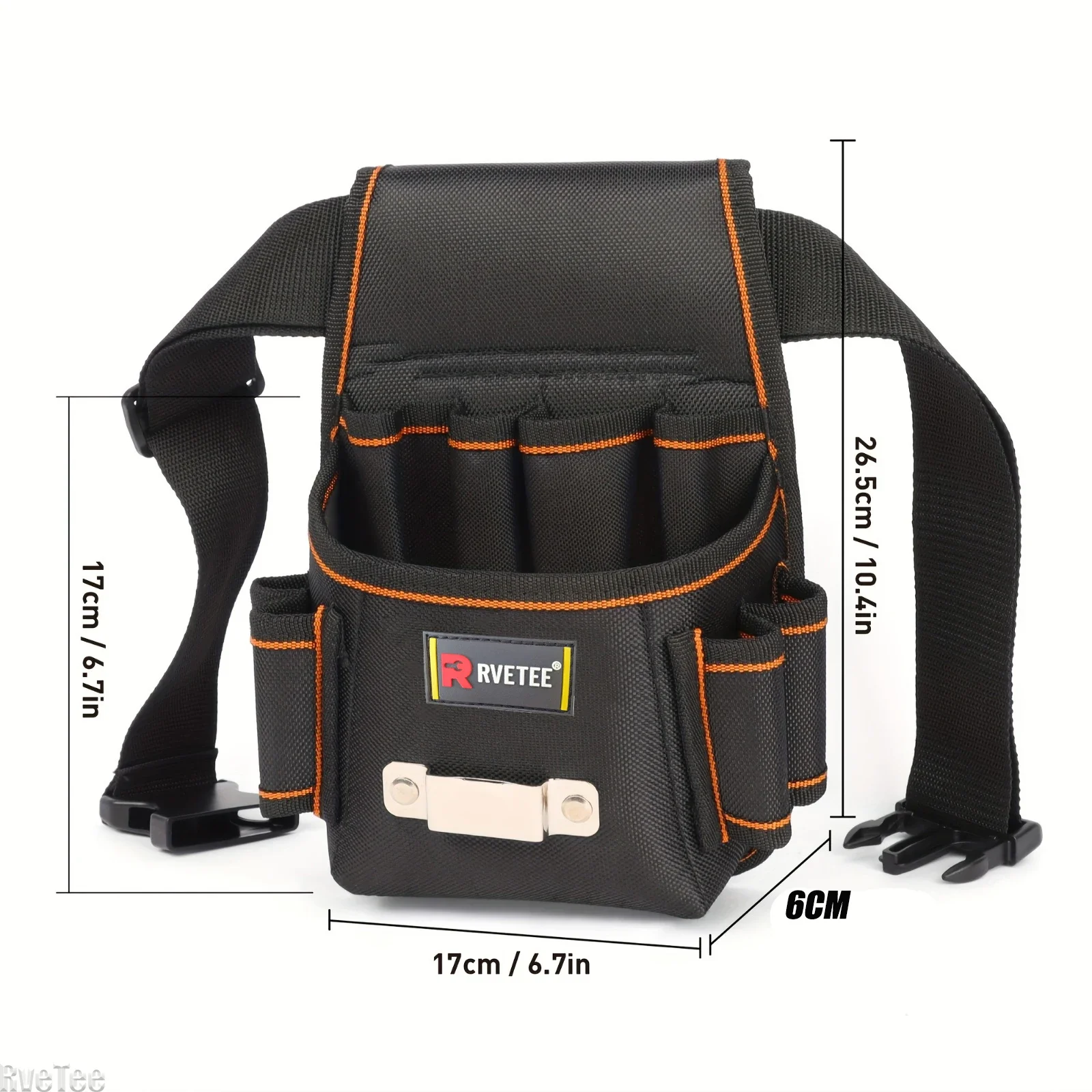 Professional Electrician Tool Belt - 8-Pocket Thickened Pouch w/Tape Measure Hook