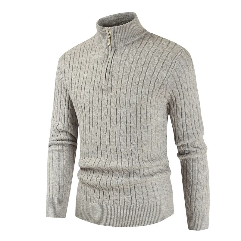 

Men's Standing colla Solid Long Sleeve casual Knitted cardigan Sweater Pullovers for Men