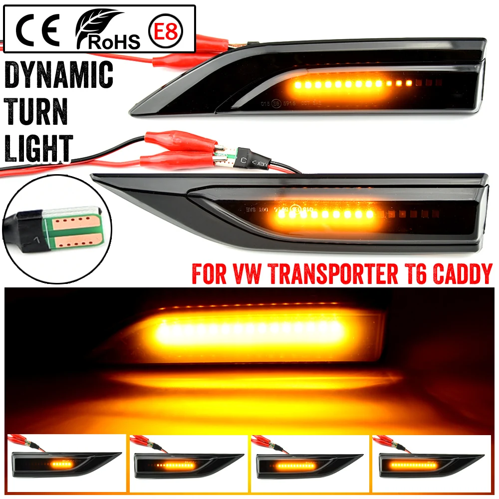 

2 Pieces LED Dynamic Side Marker Turn Signal Light Flashing Indicator For VW Volkswagen Transporter T6 Multivan Caddy MK4