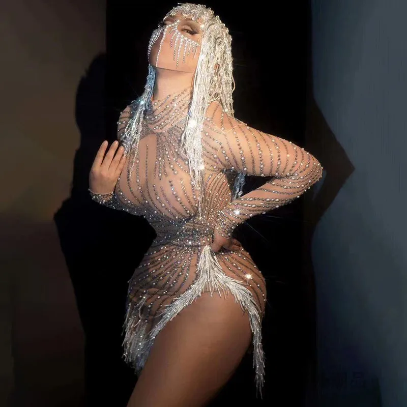 Drag Queen Outfit Festival Party Show Rave Danskostuum Glitterjurk Sexy Gogo Danskleding Nightblub Bar Prestatiekleding