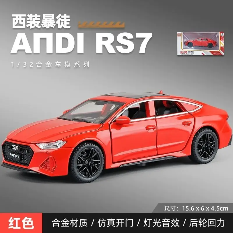รถของเล่นโมเดล Audi RS7 Sportback อัลลอยด์ไดแคสต์ ขนาด 1:32 เปิดประตูได้ 6 บาน พร้อมระบบดึงหลัง ล้อทำจากยาง ของตกแต่ง ของเล่นรถยนต์ ของขวัญ